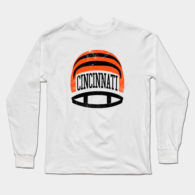 Cincinnati Retro Helmet - White Long Sleeve T-Shirt by KFig21